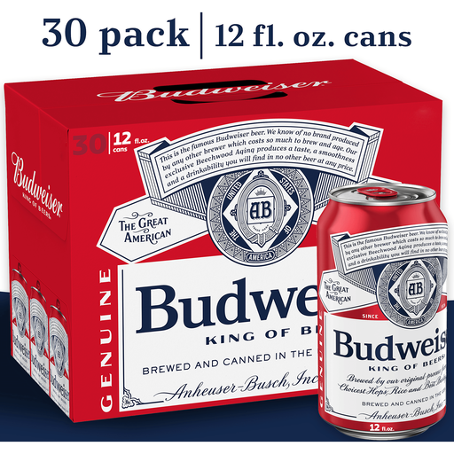 Budweiser Beer 30-Pack Cans